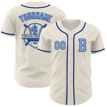 Load image into Gallery viewer, Custom Cream Light Blue-Royal Authentic Baseball Jersey