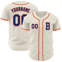 Load image into Gallery viewer, Custom Cream Royal-Orange Authentic Baseball Jersey