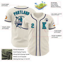 Load image into Gallery viewer, Custom Cream Teal-Navy Authentic Baseball Jersey