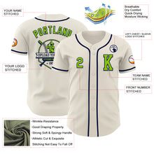 Load image into Gallery viewer, Custom Cream Neon Green-Navy Authentic Baseball Jersey
