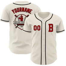 Load image into Gallery viewer, Custom Cream Red-Black Authentic Baseball Jersey