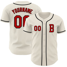 Load image into Gallery viewer, Custom Cream Red-Black Authentic Baseball Jersey