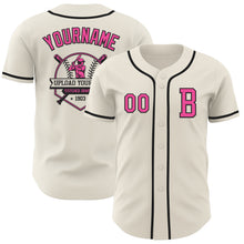 Load image into Gallery viewer, Custom Cream Pink-Black Authentic Baseball Jersey