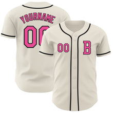 Load image into Gallery viewer, Custom Cream Pink-Black Authentic Baseball Jersey