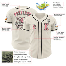 Load image into Gallery viewer, Custom Cream Medium Pink-Black Authentic Baseball Jersey