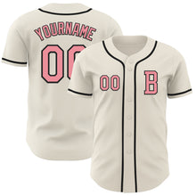 Load image into Gallery viewer, Custom Cream Medium Pink-Black Authentic Baseball Jersey