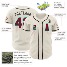 Load image into Gallery viewer, Custom Cream Crimson Black-Aqua Authentic Baseball Jersey