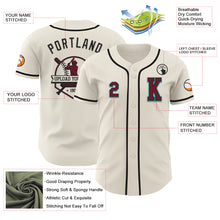 Load image into Gallery viewer, Custom Cream Crimson Black-Aqua Authentic Baseball Jersey