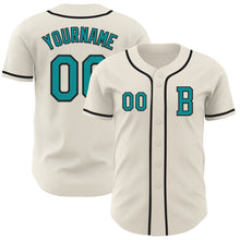Load image into Gallery viewer, Custom Cream Teal-Black Authentic Baseball Jersey