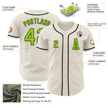 Load image into Gallery viewer, Custom Cream Neon Green-Black Authentic Baseball Jersey