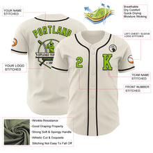 Load image into Gallery viewer, Custom Cream Neon Green-Black Authentic Baseball Jersey