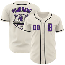 Load image into Gallery viewer, Custom Cream Purple-Black Authentic Baseball Jersey