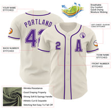 Load image into Gallery viewer, Custom Cream Purple Authentic Baseball Jersey