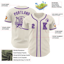 Load image into Gallery viewer, Custom Cream Purple Authentic Baseball Jersey