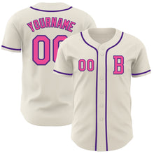 Load image into Gallery viewer, Custom Cream Pink-Purple Authentic Baseball Jersey