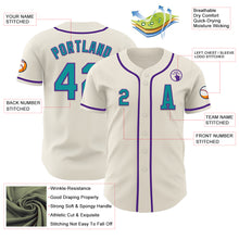 Load image into Gallery viewer, Custom Cream Teal-Purple Authentic Baseball Jersey