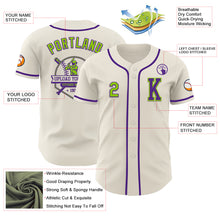 Load image into Gallery viewer, Custom Cream Neon Green-Purple Authentic Baseball Jersey