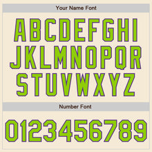 Load image into Gallery viewer, Custom Cream Neon Green-Purple Authentic Baseball Jersey