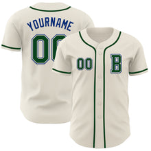 Load image into Gallery viewer, Custom Cream Green-Royal Authentic Baseball Jersey