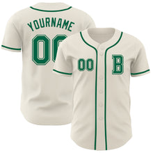 Load image into Gallery viewer, Custom Cream Kelly Green Authentic Baseball Jersey