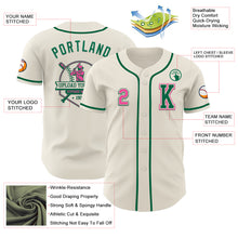 Load image into Gallery viewer, Custom Cream Pink-Kelly Green Authentic Baseball Jersey