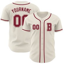 Load image into Gallery viewer, Custom Cream Crimson Authentic Baseball Jersey