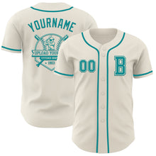 Load image into Gallery viewer, Custom Cream Teal Authentic Baseball Jersey
