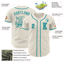 Load image into Gallery viewer, Custom Cream Teal Authentic Baseball Jersey