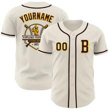 Load image into Gallery viewer, Custom Cream Brown-Gold Authentic Baseball Jersey