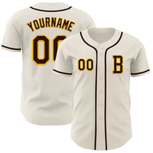 Load image into Gallery viewer, Custom Cream Brown-Gold Authentic Baseball Jersey