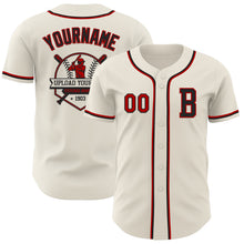 Load image into Gallery viewer, Custom Cream Red-Black Authentic Baseball Jersey