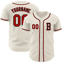 Load image into Gallery viewer, Custom Cream Red-Black Authentic Baseball Jersey