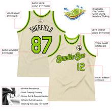 Load image into Gallery viewer, Custom Cream Neon Green-Black Authentic Throwback Basketball Jersey