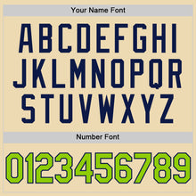 Load image into Gallery viewer, Custom Cream Neon Green-Navy Authentic Throwback Basketball Jersey