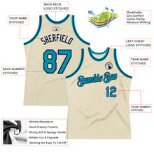 Load image into Gallery viewer, Custom Cream Teal-Navy Authentic Throwback Basketball Jersey
