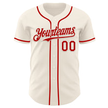 Load image into Gallery viewer, Custom Cream Red Authentic Baseball Jersey