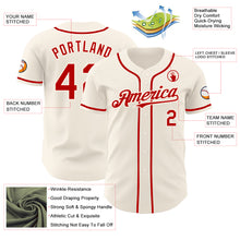 Load image into Gallery viewer, Custom Cream Red Authentic Baseball Jersey