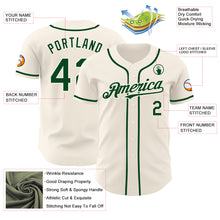 Load image into Gallery viewer, Custom Cream Green Authentic Baseball Jersey