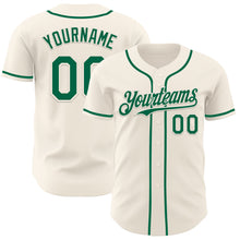 Load image into Gallery viewer, Custom Cream Kelly Green Authentic Baseball Jersey