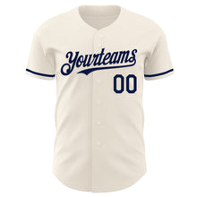 Load image into Gallery viewer, Custom Cream Navy Authentic Baseball Jersey