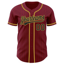 Load image into Gallery viewer, Custom Crimson Black Pinstripe Old Gold Authentic Baseball Jersey