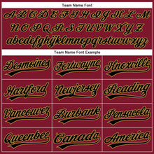 Load image into Gallery viewer, Custom Crimson Black Pinstripe Old Gold Authentic Baseball Jersey