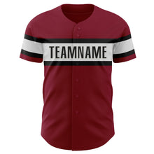 Load image into Gallery viewer, Custom Crimson White-Black Authentic Baseball Jersey