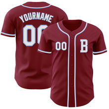 Load image into Gallery viewer, Custom Crimson White-Light Blue Authentic Baseball Jersey