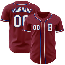 Load image into Gallery viewer, Custom Crimson White-Royal Authentic Baseball Jersey