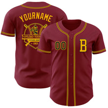 Load image into Gallery viewer, Custom Crimson Black-Gold Authentic Baseball Jersey