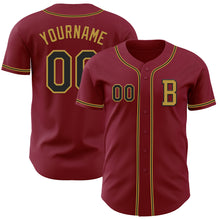 Load image into Gallery viewer, Custom Crimson Black-Old Gold Authentic Baseball Jersey