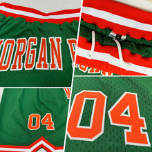 Load image into Gallery viewer, Custom Kelly Green Orange-White Authentic Throwback Basketball Shorts