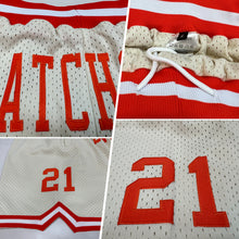 Load image into Gallery viewer, Custom Cream Orange-White Authentic Throwback Basketball Shorts