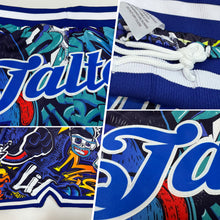 Load image into Gallery viewer, Custom Graffiti Pattern Royal-White 3D Authentic Basketball Shorts